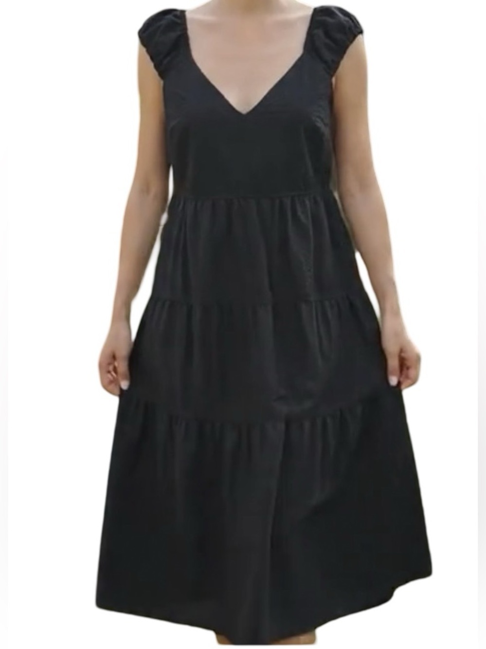 Old Navy Midi Maxi Tiered Dress SeersuckerRenaissance Event Whimsy Goth Black L